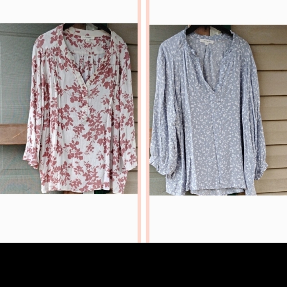 Floral Print Women's Tops - One Blue Available